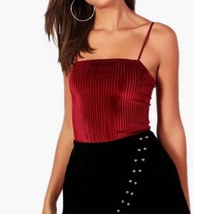 Wine Red velvet Bodysuit